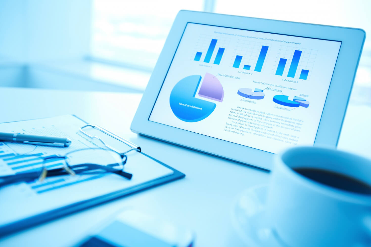 Showing data analysis data for the finance department